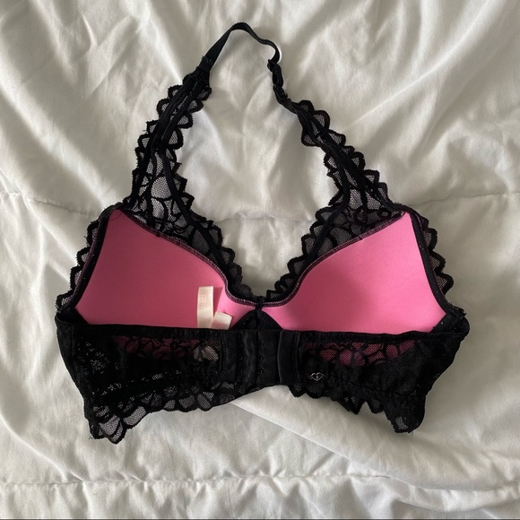 PINK HALTER LACE BRALETTE - Picture 2 of 4